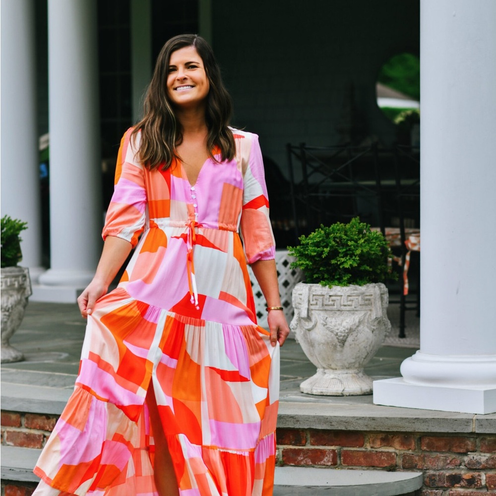 Abel the Label - Vibrant Pink and Orange High Low Dress